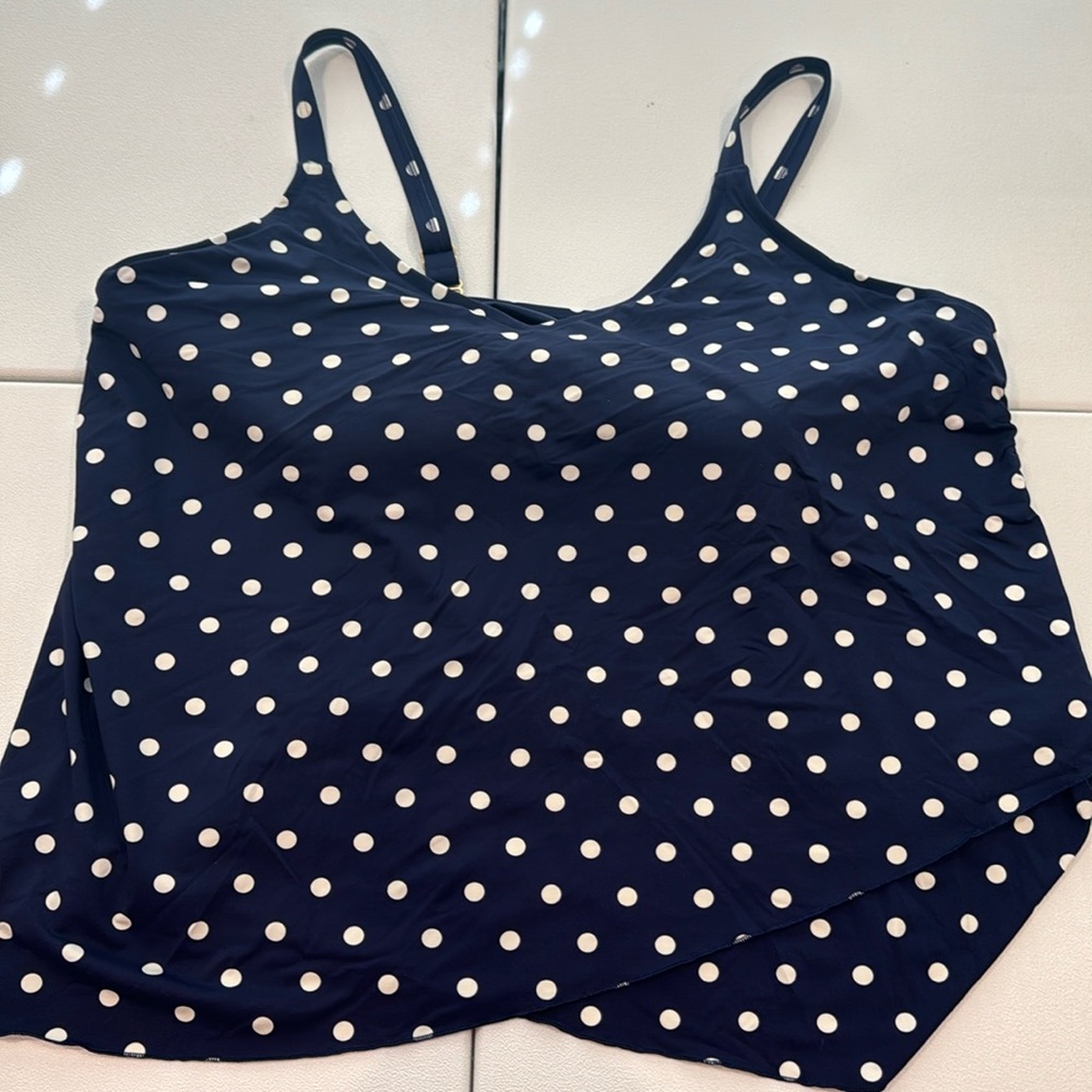 Lands' End Blue and White Swim Coverup with Polka Dots